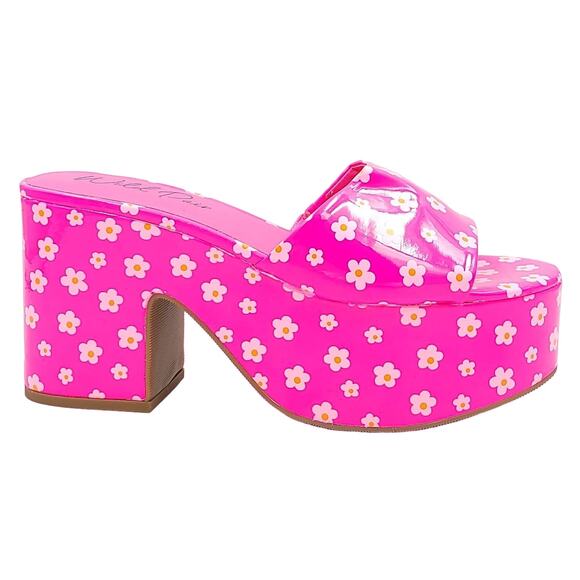 Wild Pair Women Platform Slide Sandals Melbourne Size US 7.5M Pink Floral - Picture 2 of 6